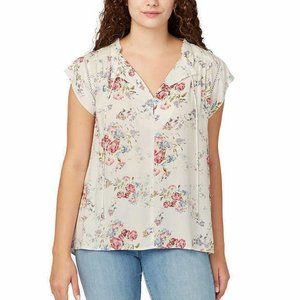 NWT Buffalo David Bitton Women's FLutter Sleeve Blouse White Sz XL $40 1HL327